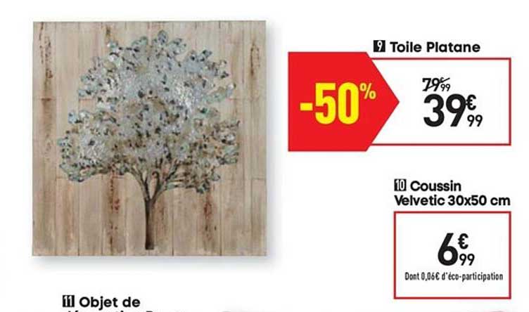 toile platane coussin velvetic 30x50 cm