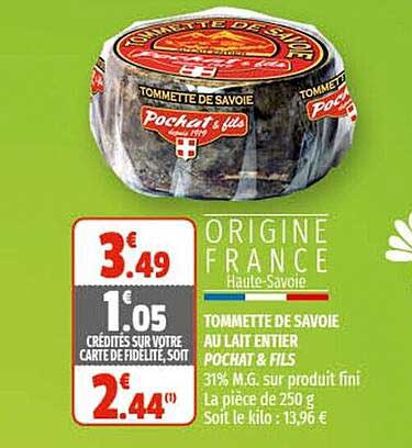 Tommette De Savoie Au Lait Entier Pochat & Fils