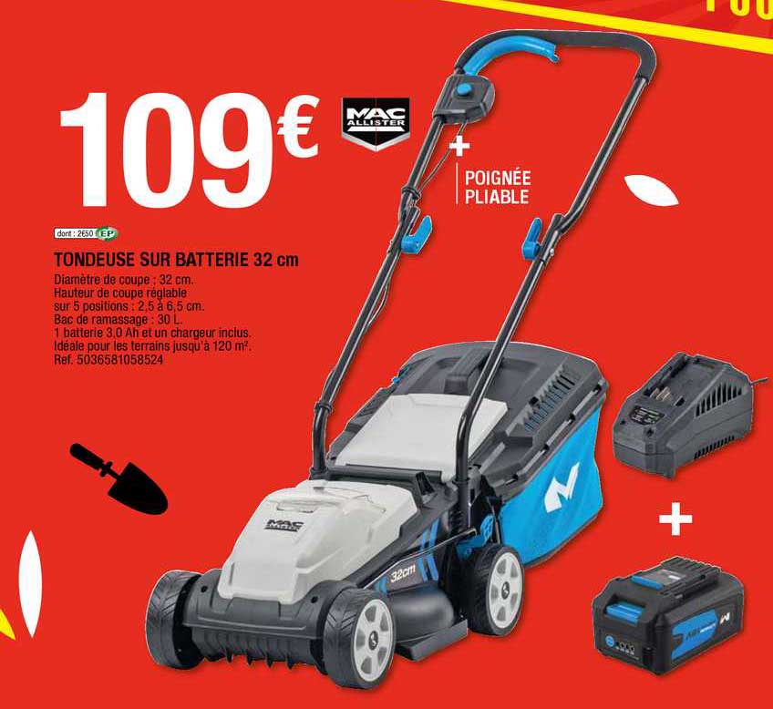 tondeuse sur batterie 32 cm mac allister