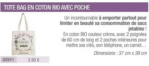 tote bag en coton bio avec poche