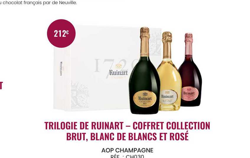 trilogie de ruinart - coffret collection brut, blanc de blancs et rosé aop champagne