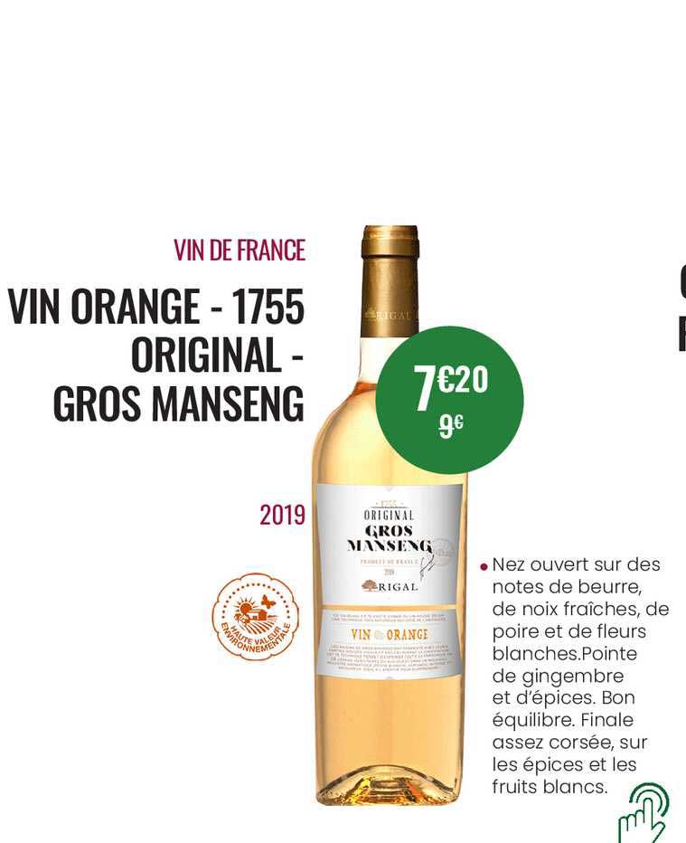 vin de france vin orange - 1755 original - gros manseng 2019