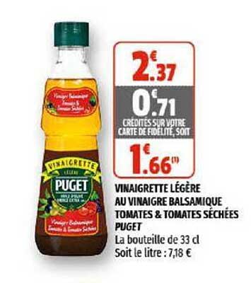 Vinaigrette Légère Au Vinaigre Balsamique Tomates & Tomates Séchées Puget