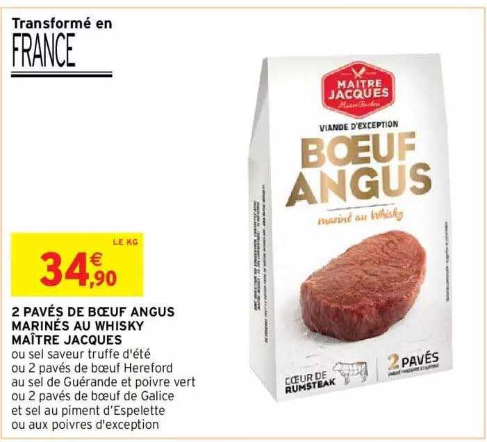 2 Pavés De Bœuf Angus Marinés Au Whisky Maître Jacques