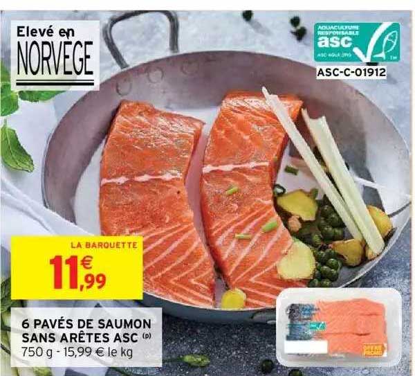 6 pavés de saumon sans arêtes asc