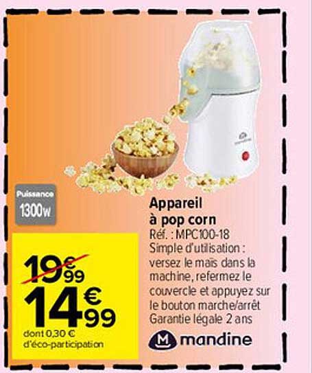 appareil à pop corn mandine