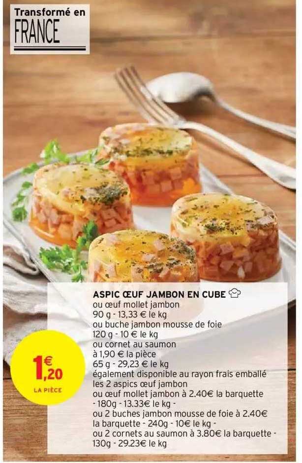 aspic œuf jambon en cube