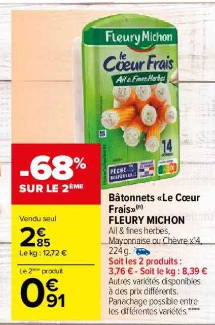 bâtonnets "le cœur frais" fleury michon