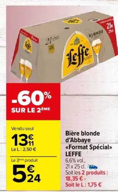 bière blonde d'abbaye "format spécial" leffe