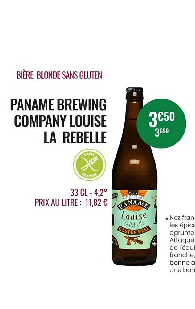 bière blonde sans gluten paname brewing company louise la rebelle