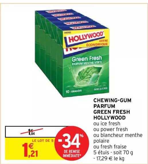 chewing-gum parfum green fresh hollywood