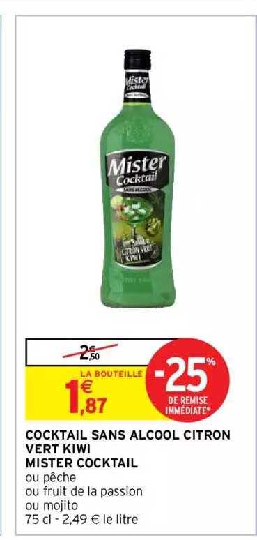 cocktail sans alcool citron vert kiwi mister cocktail