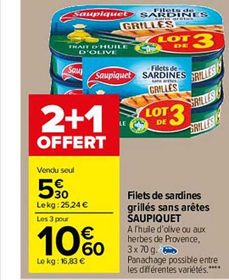 filets de sardines grillés sans arêtes saupiquet