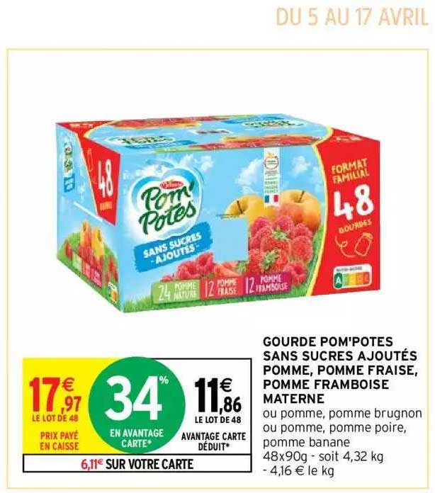Gourde Pom'potes Sans Sucres Ajoutés Pomme, Pomme Fraise, Pomme Framboise Materne