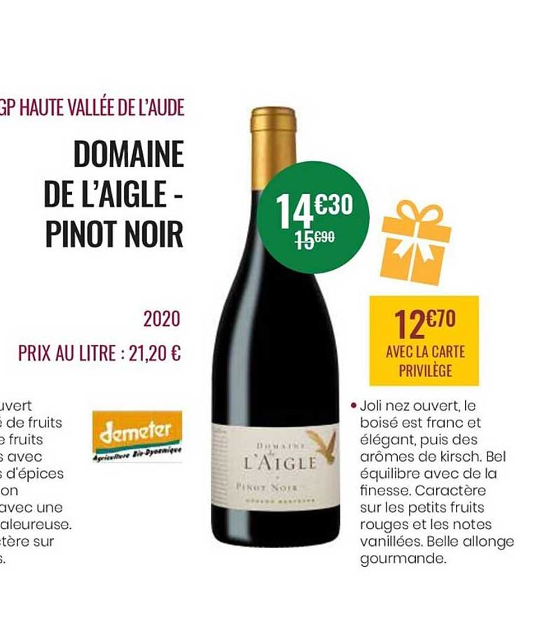 gp haute vallée de l'aude domaine de l'aigle - pinot noir