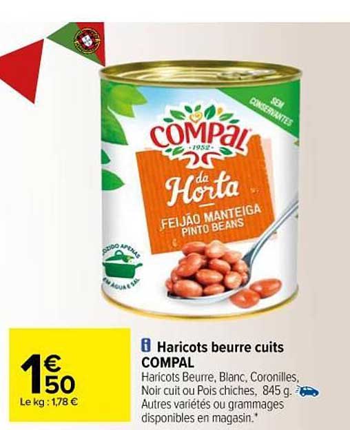 Haricots Beurre Cuits Compal