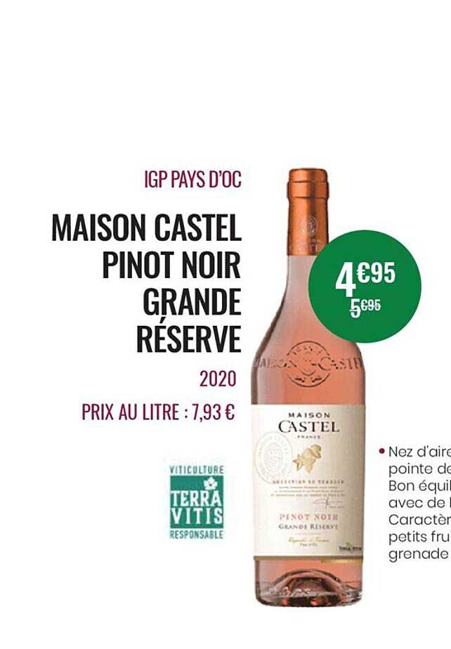 igp pays d'oc maison castel pinot noir grande réserve 2020