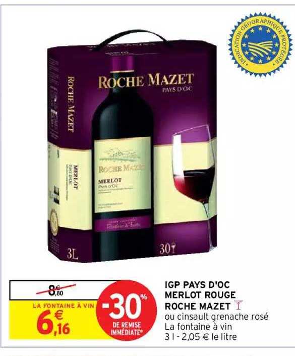 igp pays d'oc merlot rouge roche mazet