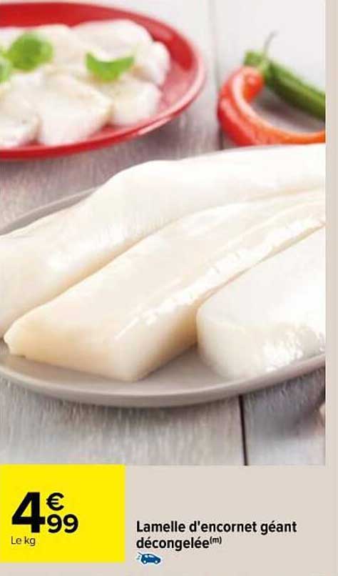 lamelle d'encornet géant décongelée