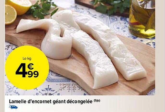 lamelle d'encornet géant décongelée