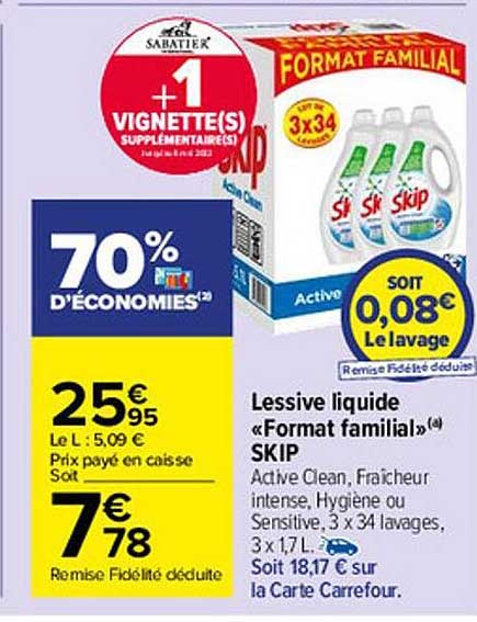 lessive liquide "format familial" skip