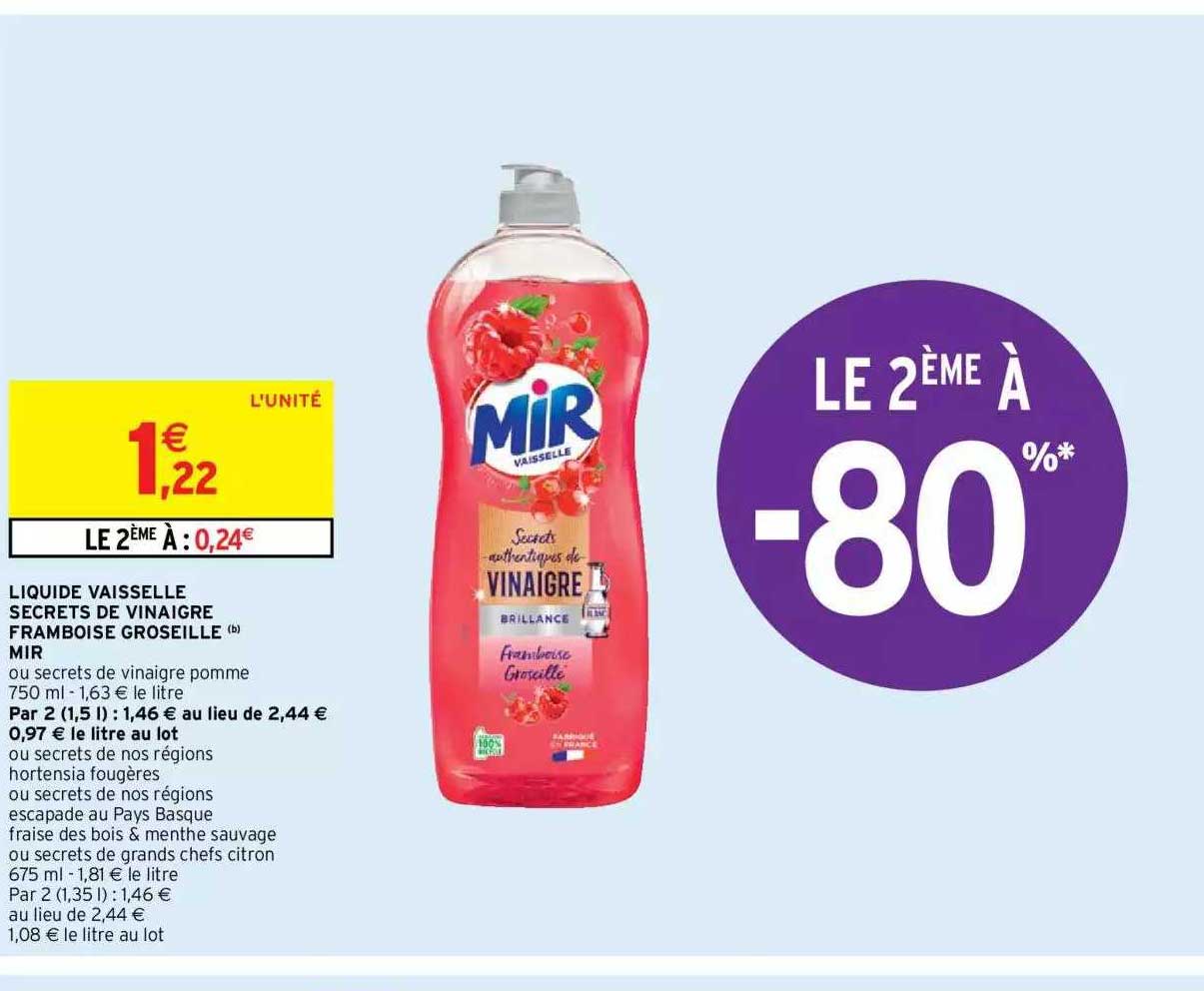 Liquide Vaisselle Secrets De Vinaigre Framboise Groseille Mir