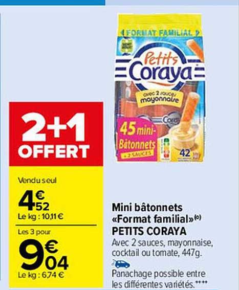 mini bâtonnets "format familial" petits coraya