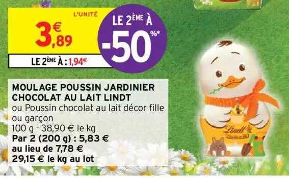 moulage poussin jardinier chocolat au lait lindt