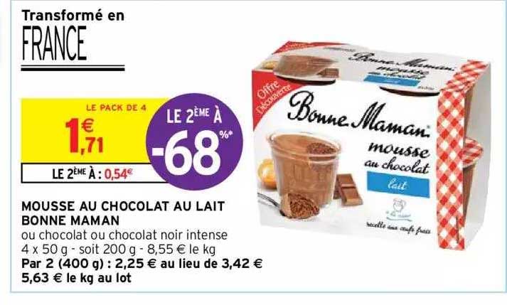mousse au chocolat au lait bonne maman