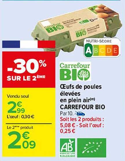 oeufs de poules élevées en plain air carrefour bio