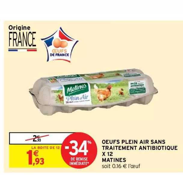 oeufs plein air sans traitement antibiotique x12 matines