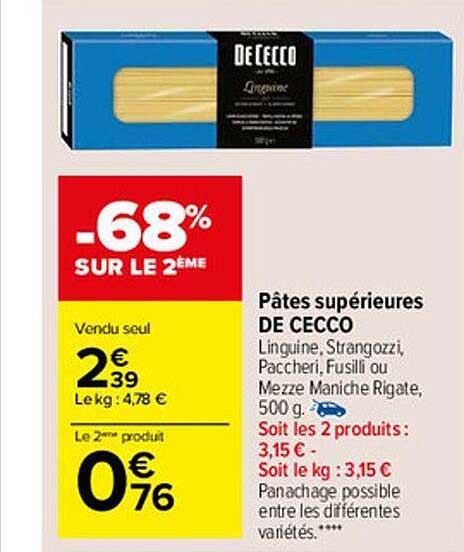 pâtes supérieures de cecco