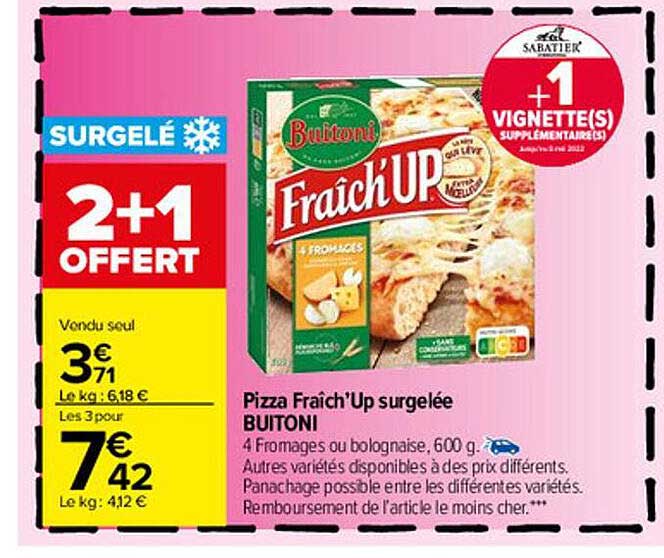 pizza fraîch'up surgelée buitoni