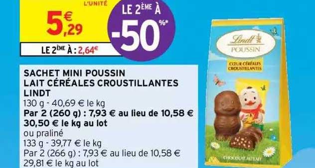 sachet mini poussin lait céréales croustillantes lindt
