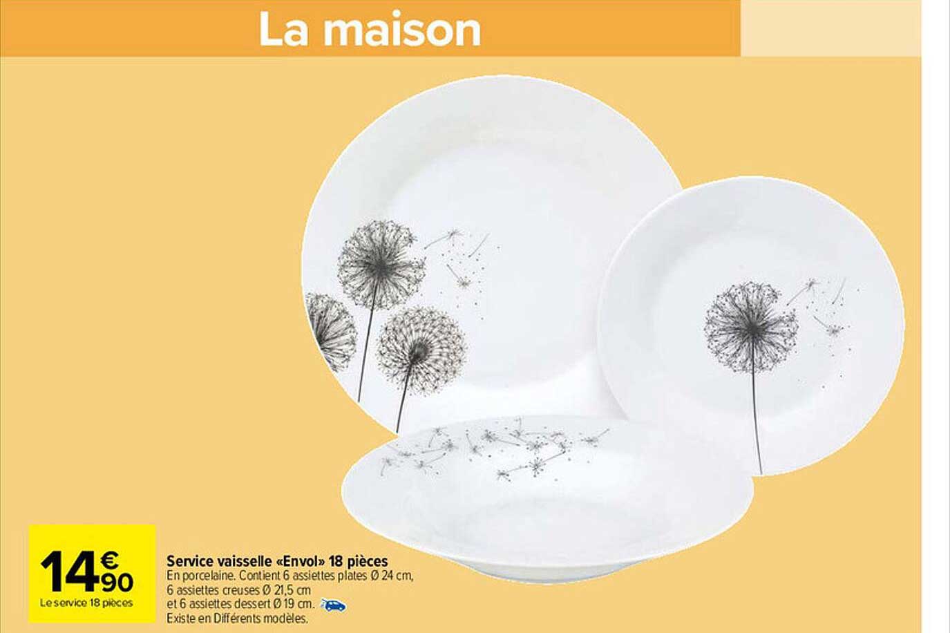 service vaisselle "envol" 18 pièces