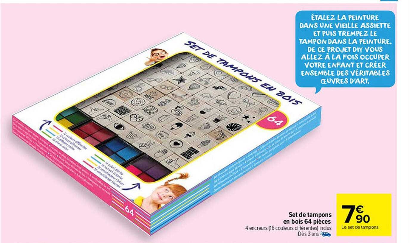 Set De Tampons En Bois 64 Pièces