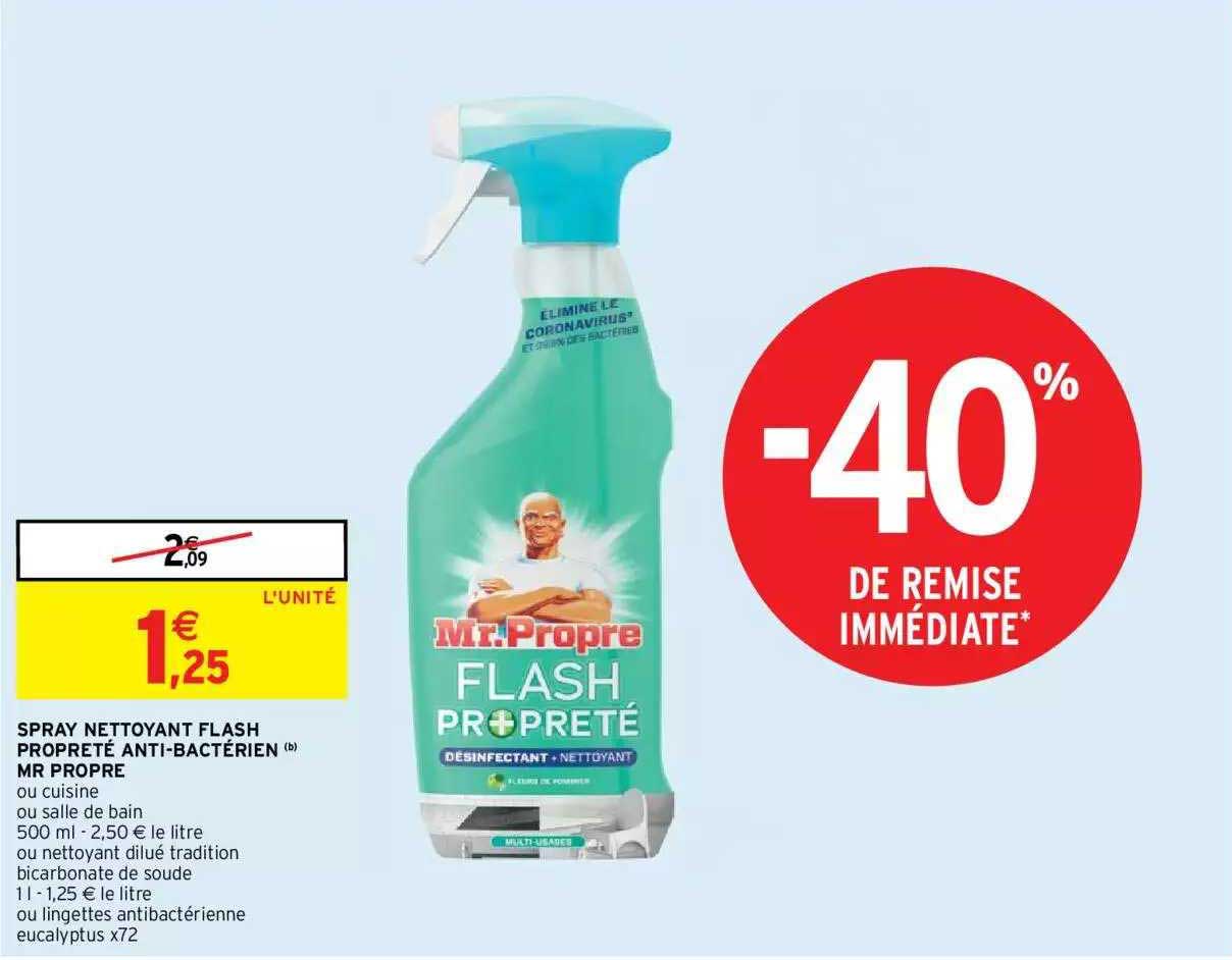 spray nettoyant flash propreté anti-bactérien mr propre