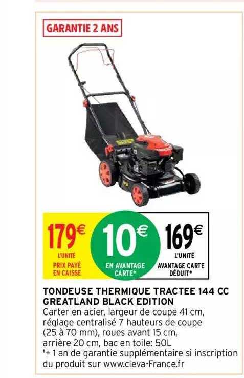 Tondeuse Thermique Tractée 144 Cc Greatland Black édition