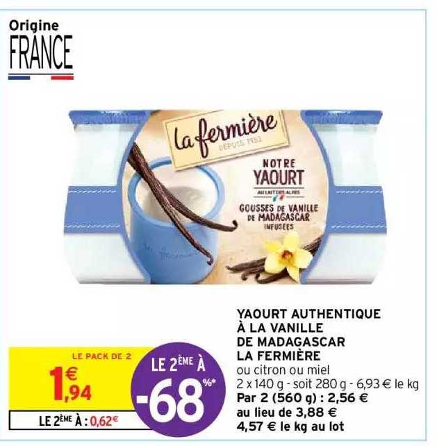 Yaourt Authentique à La Vanille De Madagascar La Fermière