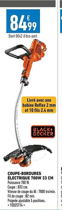 coupe-bordures électrique 700 w 33 cm black + decker