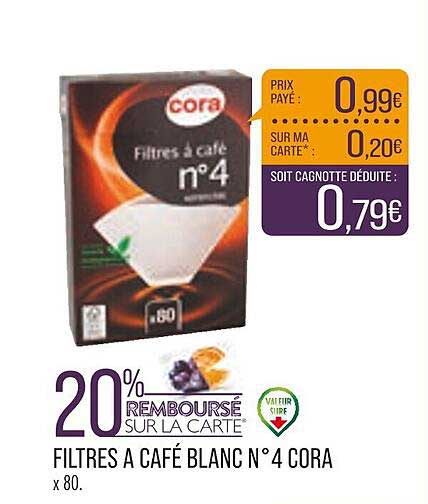 filtres à café blanc n°4 cora