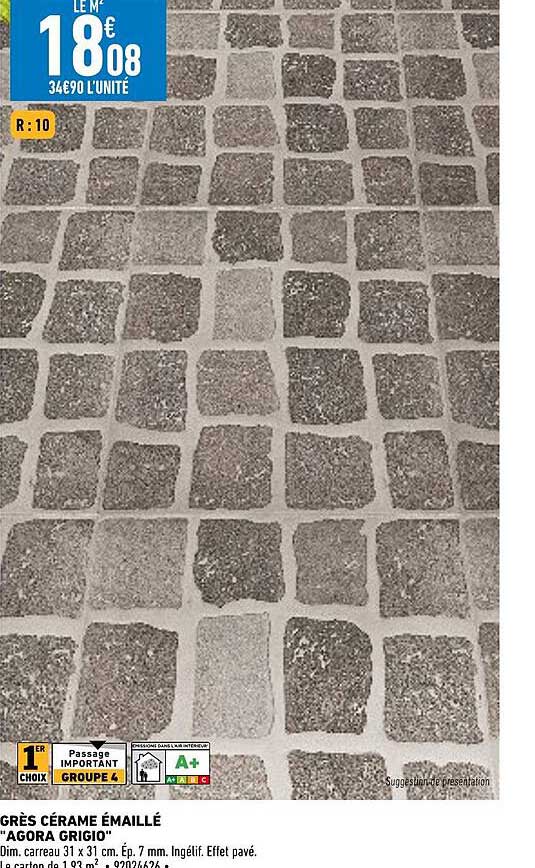 grès cérame émaillé "agora grigio"