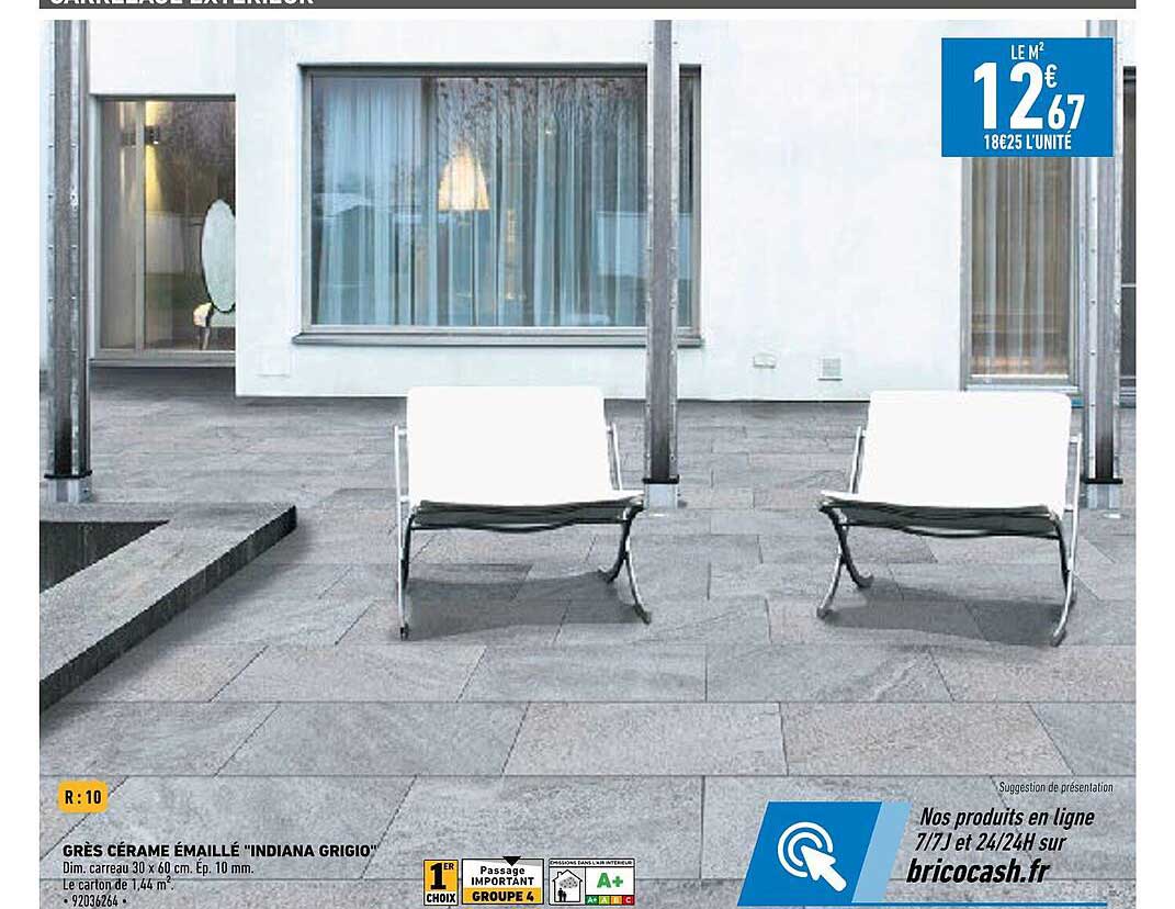 grès cérame émaillé "indiana grigio"