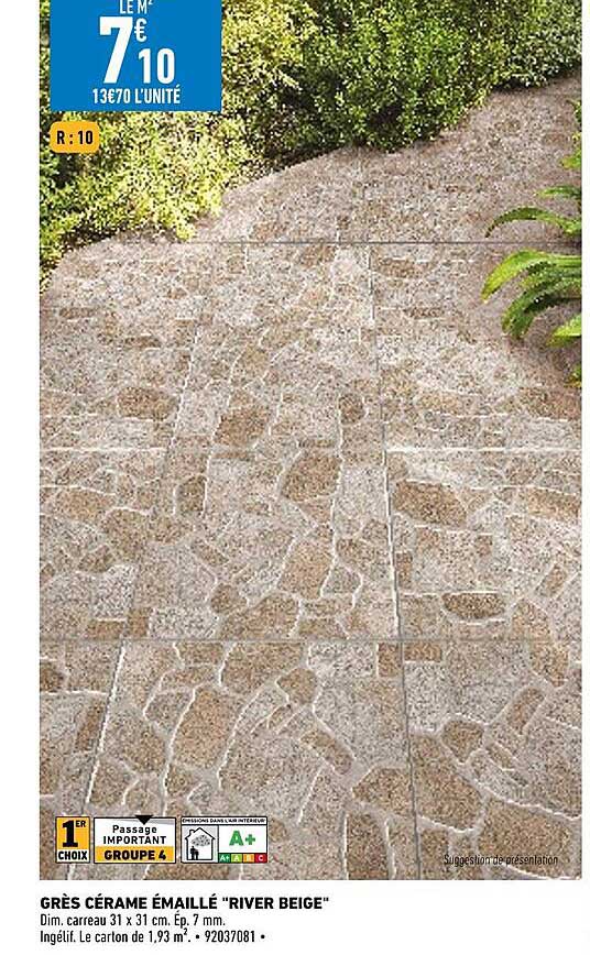 grès cérame émaillé "river beige"