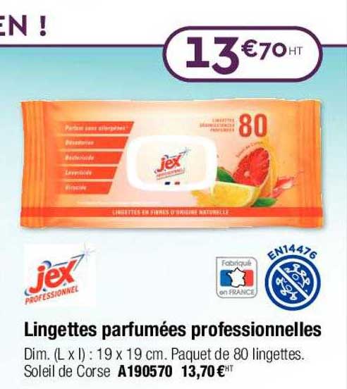 lingettes parfumées professionnelles jex professionnel