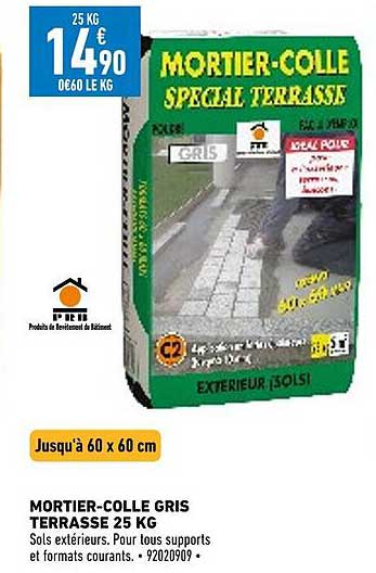 mortier-colle gris terrasse 25 kg