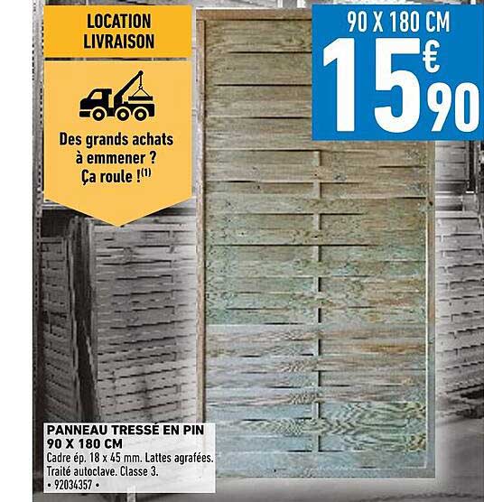 Panneau Tressé En Pin 90 X 180 Cm