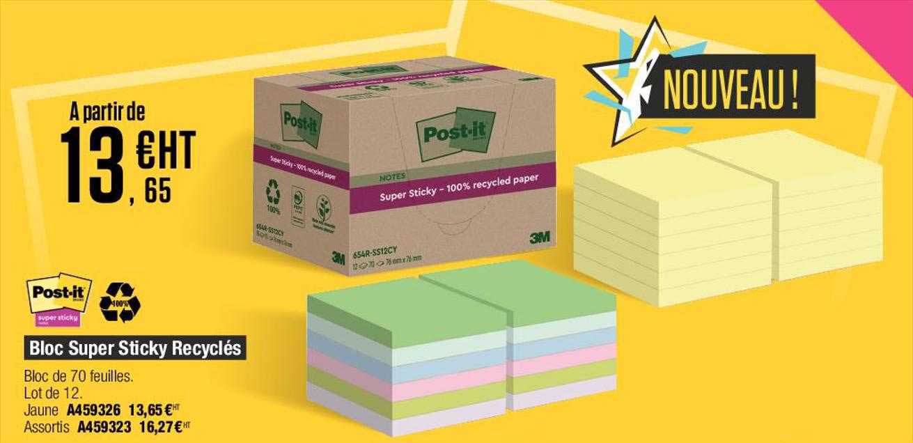 bloc super sticky recyclés post-it