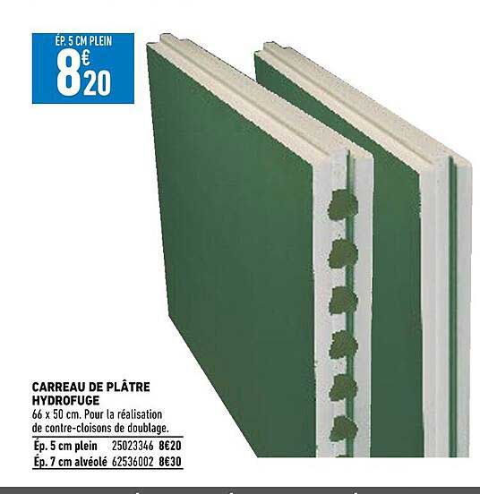 carreau de plâtre hydrofuge