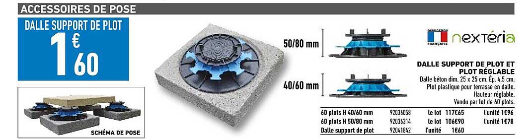 dalle support de plot et plot réglable nextéria